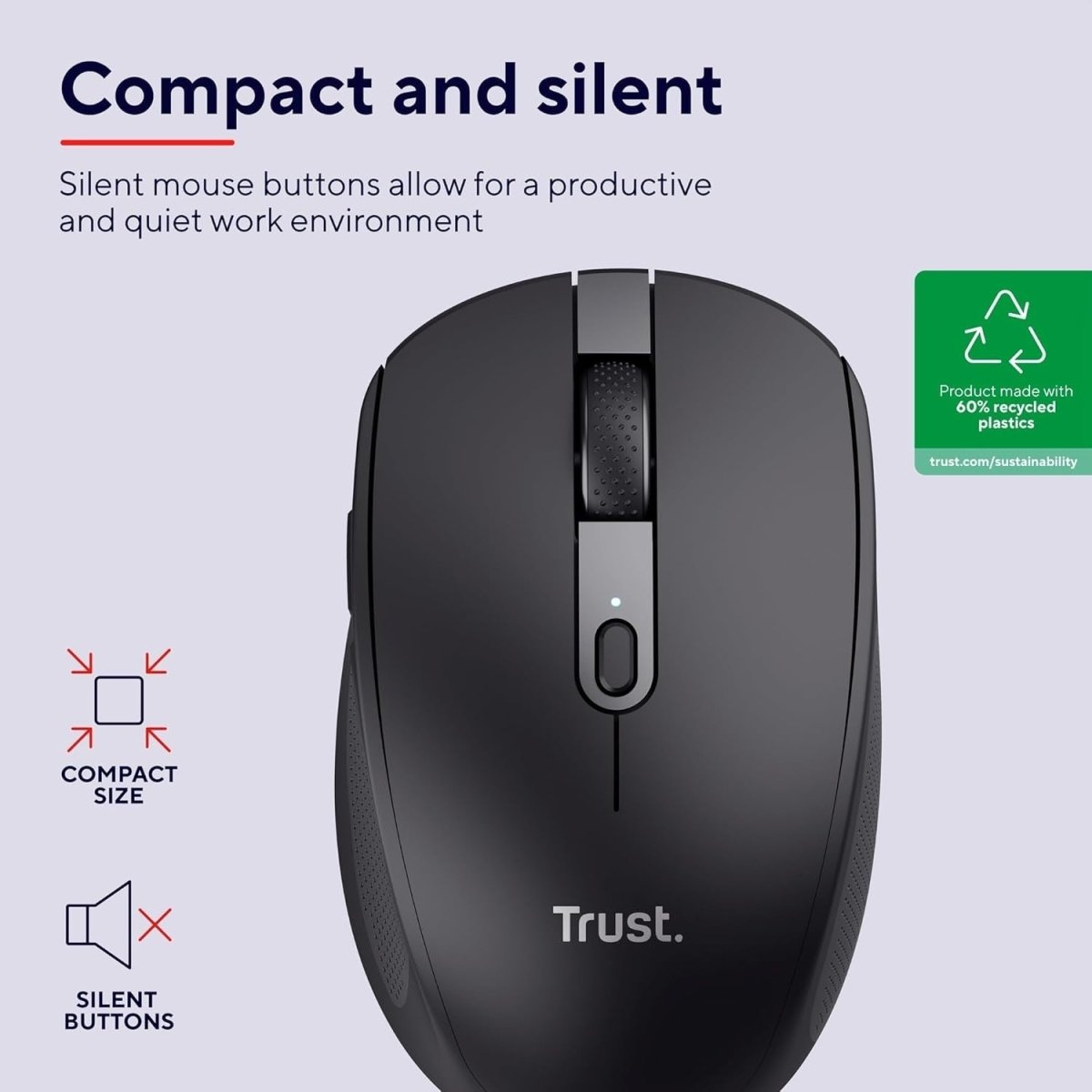 Wireless Bluetooth Silent Mouse Rechargeable Multi Device Black - Kwikley