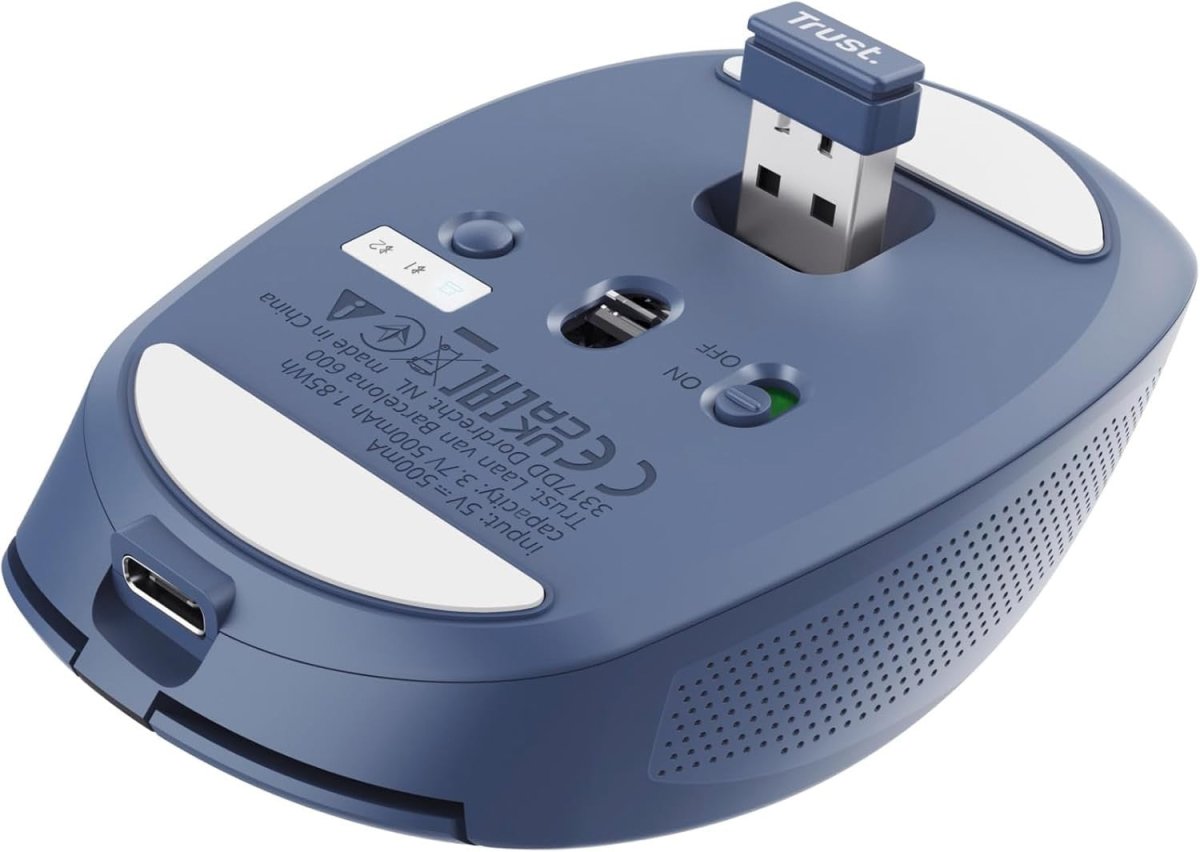 Wireless Bluetooth Silent Mouse Rechargeable Multi Device Blue - Kwikley