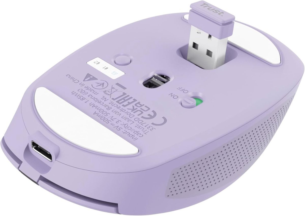 Wireless Bluetooth Silent Mouse Rechargeable Multi Device Purple - Kwikley