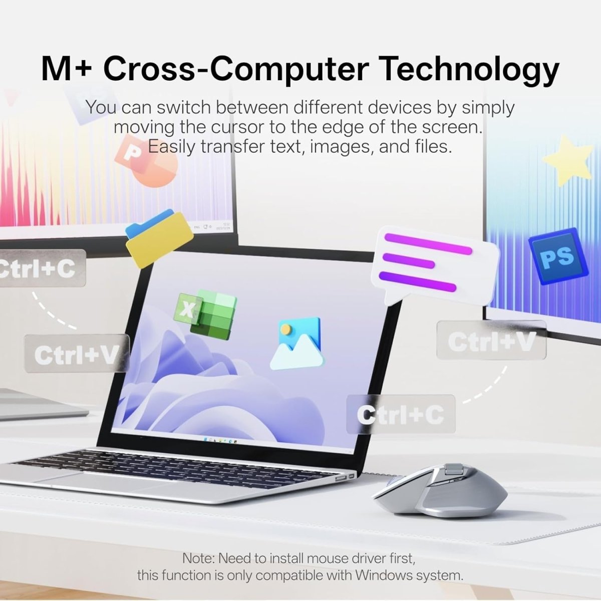 Wireless Ergonomic Mouse 12000 DPI Multi - Device 11 Buttons USB - C - Kwikley