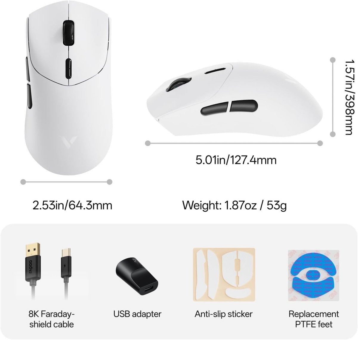 Wireless Gaming Mouse 8K 30K DPI 53g Lightweight 750H Battery - Kwikley