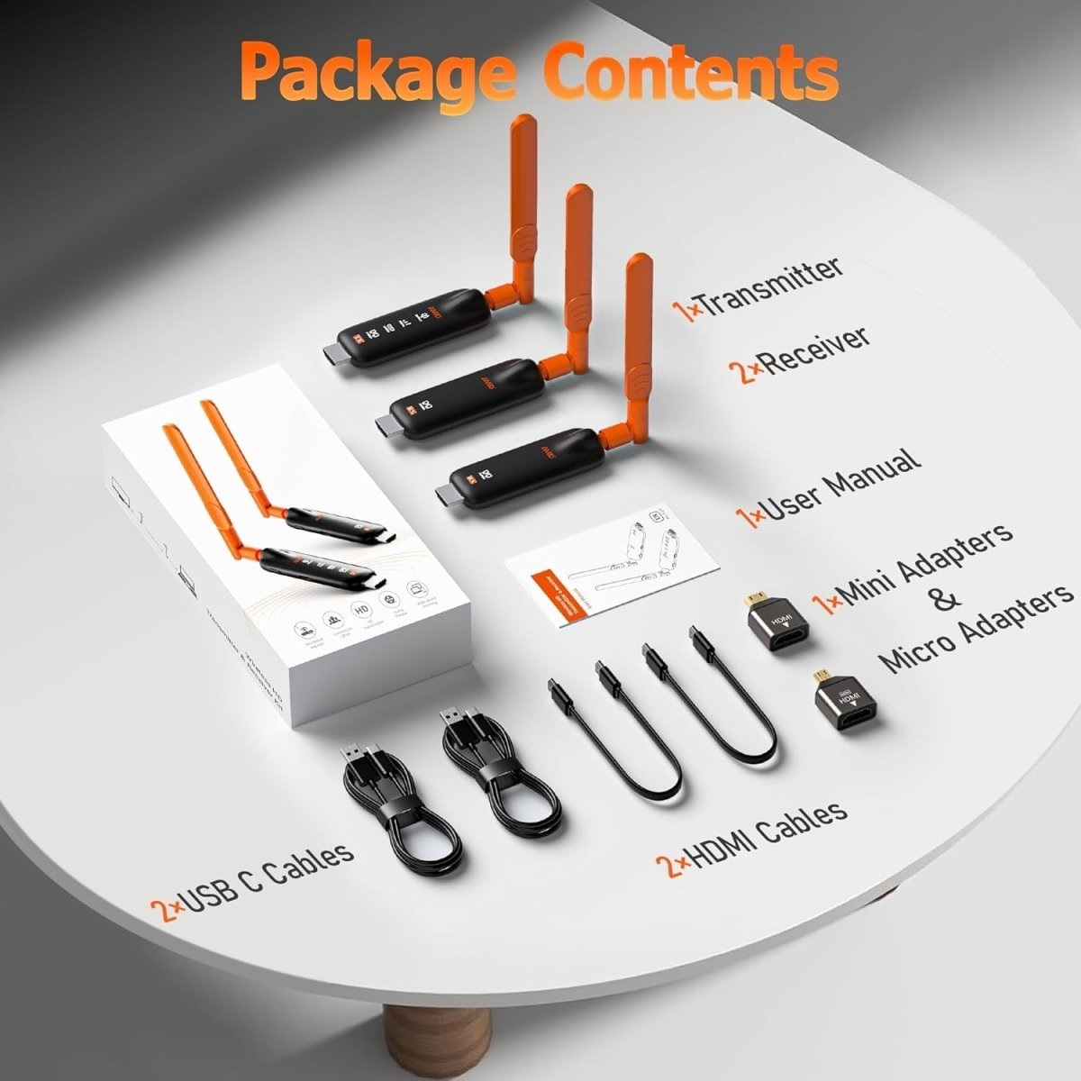 Wireless HDMI Transmitter + 2 Receivers 1080P 4K 50m - Kwikley