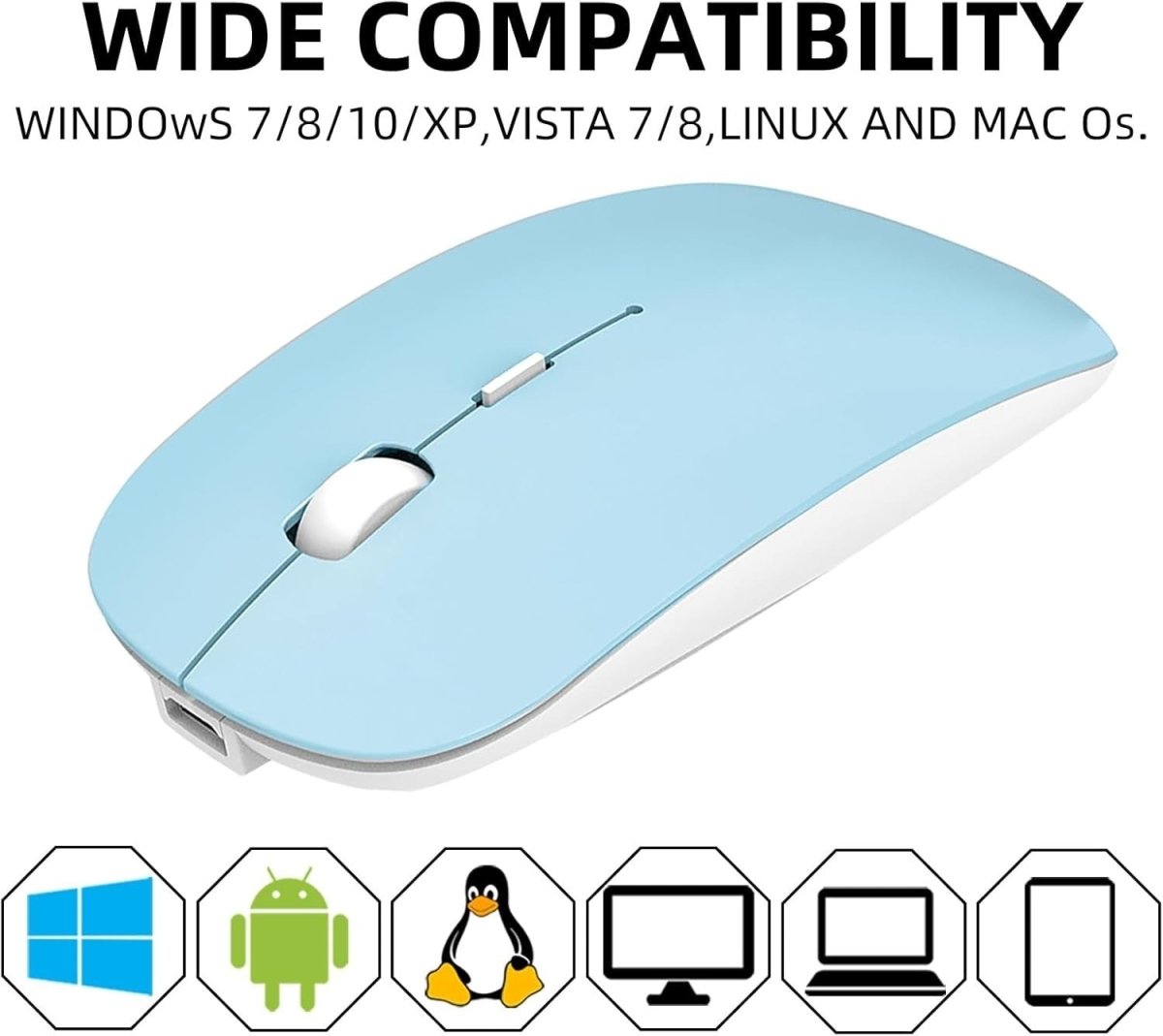 Wireless Mouse Bluetooth 2.4G Rechargeable Silent 1600DPI - Kwikley