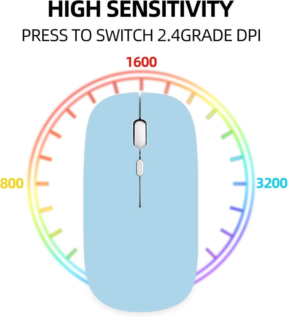 Wireless Mouse Bluetooth 2.4G Rechargeable Silent 1600DPI - Kwikley