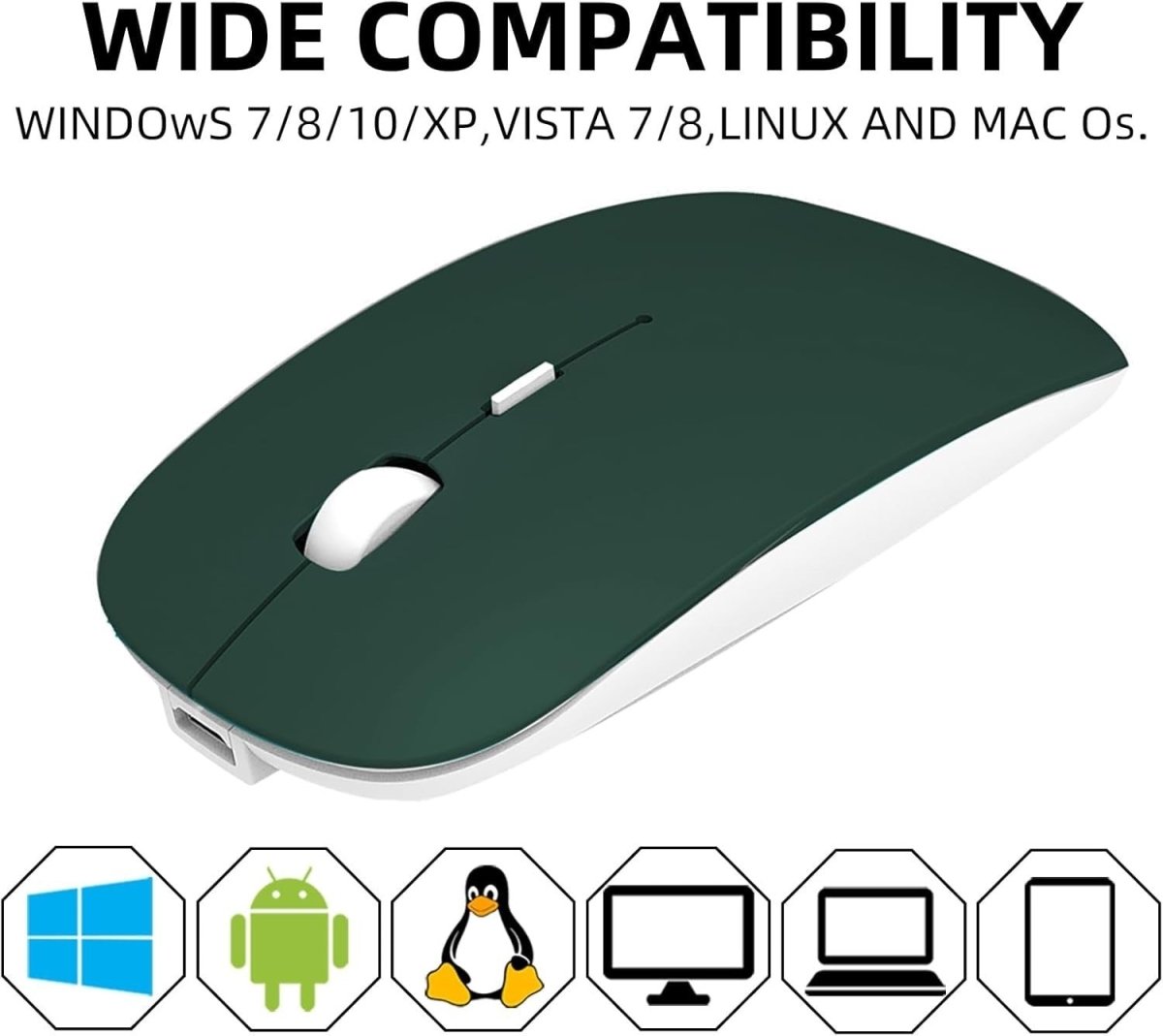 Wireless Rechargeable Mouse Bluetooth 2.4G Silent 1600 DPI USB - Kwikley