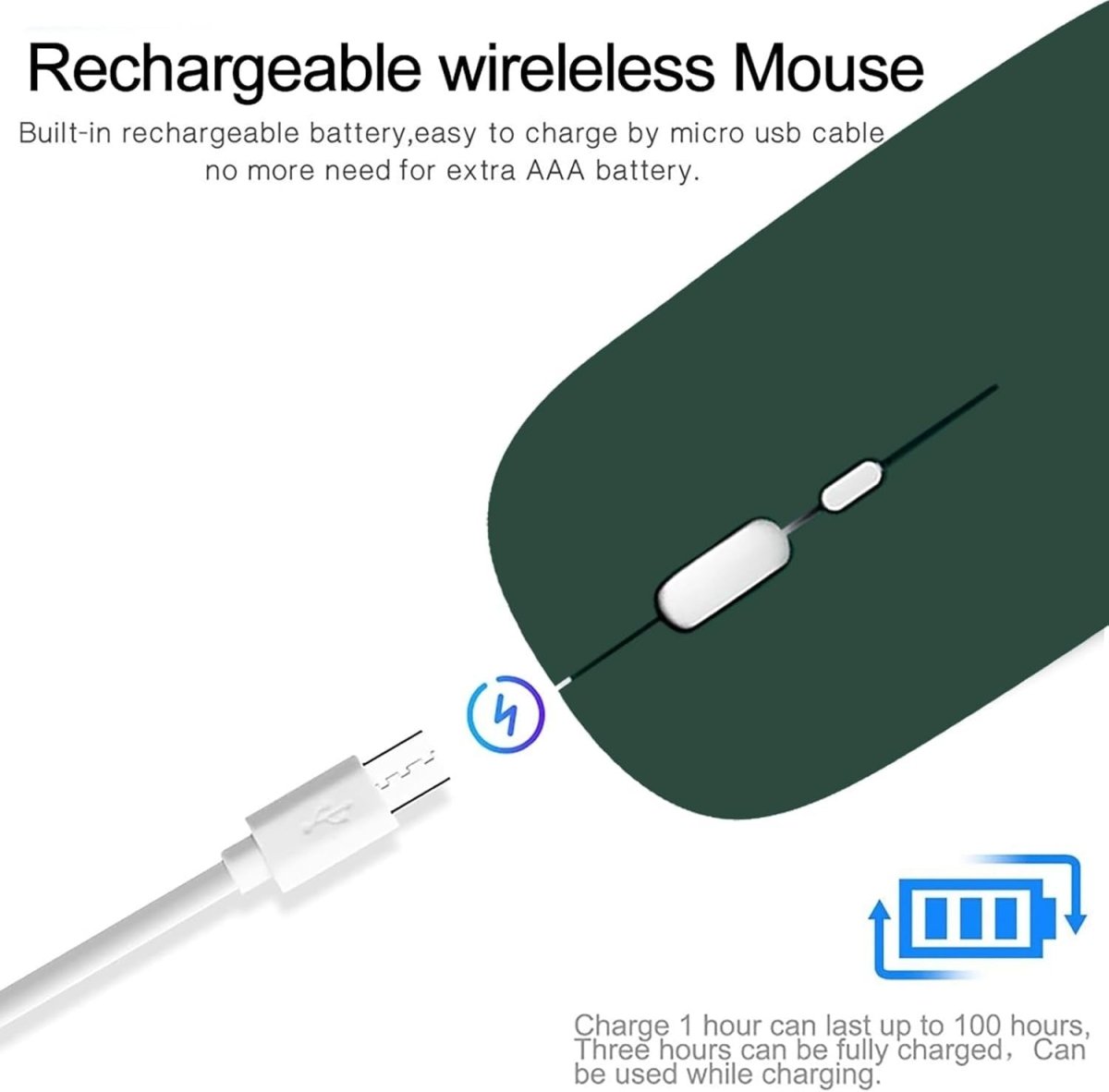 Wireless Rechargeable Mouse Bluetooth 2.4G Silent 1600 DPI USB - Kwikley