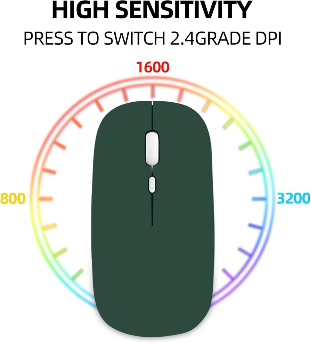 Wireless Rechargeable Mouse Bluetooth 2.4G Silent 1600 DPI USB - Kwikley