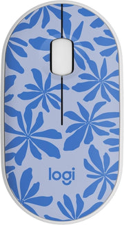 Wireless Silent Optical Mouse USB Receiver 10m Range Blue Floral - Kwikley