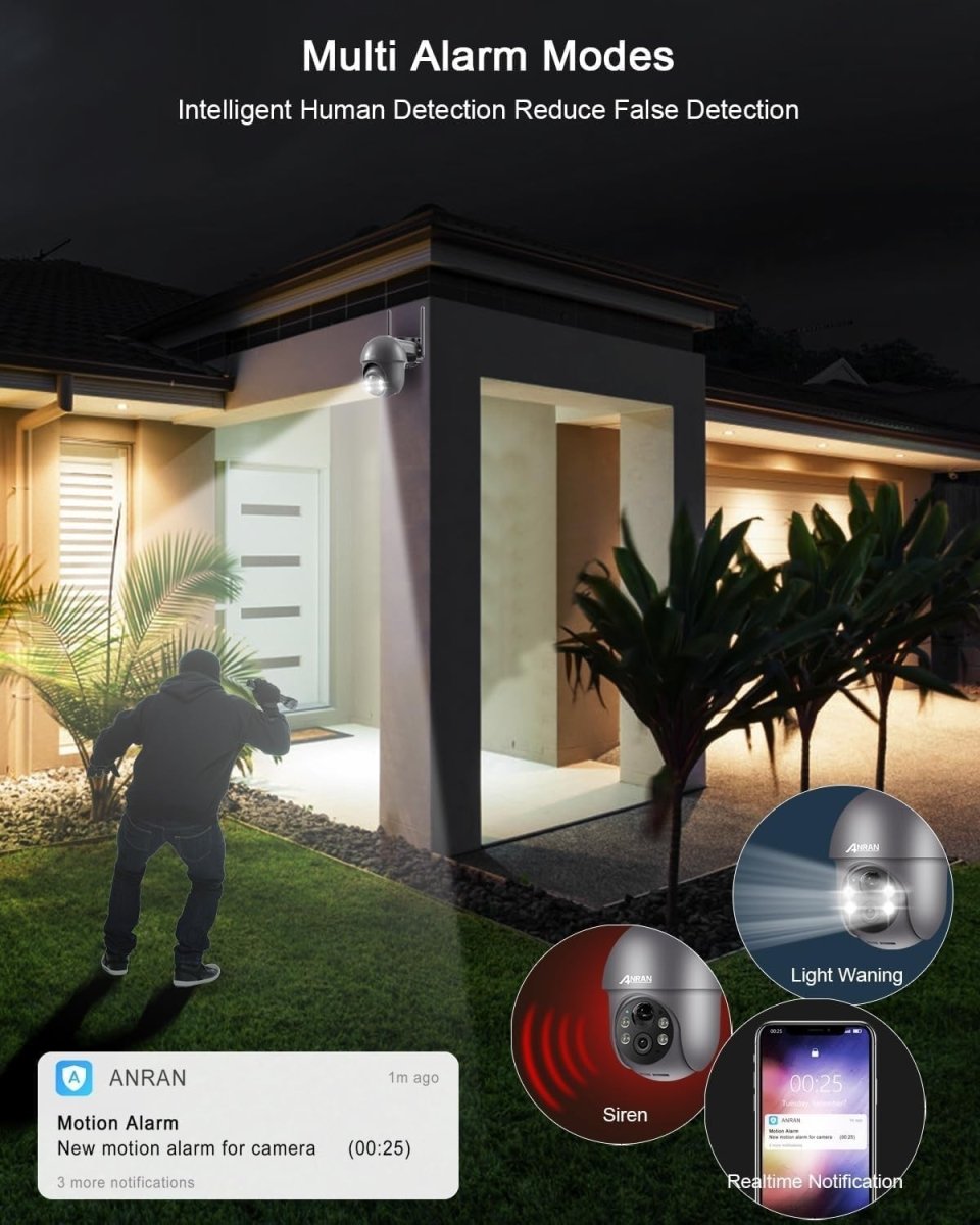 Wireless Solar CCTV Camera 2K Human Detection Color Night Vision - Kwikley