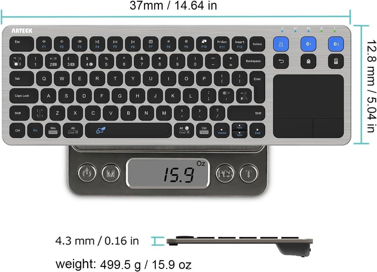 Wireless Touch TV Keyboard 2.4G Bluetooth Multi - Device - Kwikley