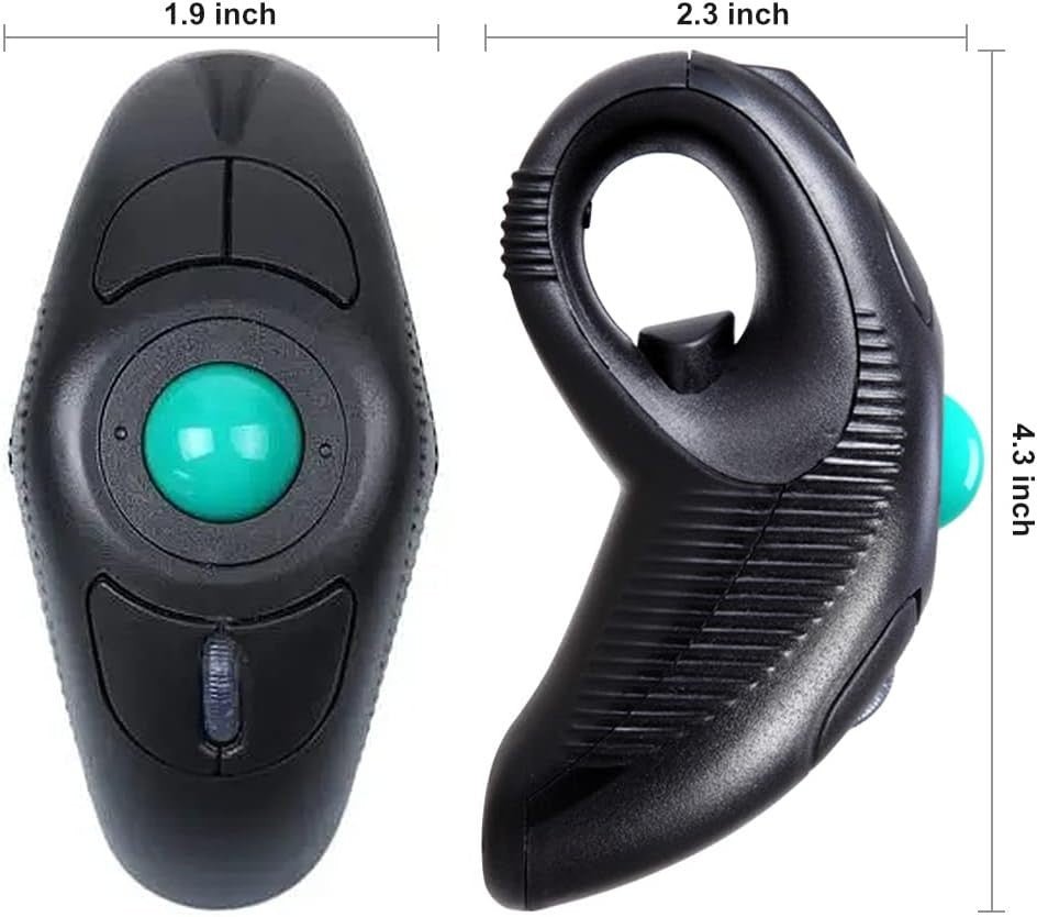 Wireless Trackball Mouse USB Handheld Ergonomic Thumb Control - Kwikley
