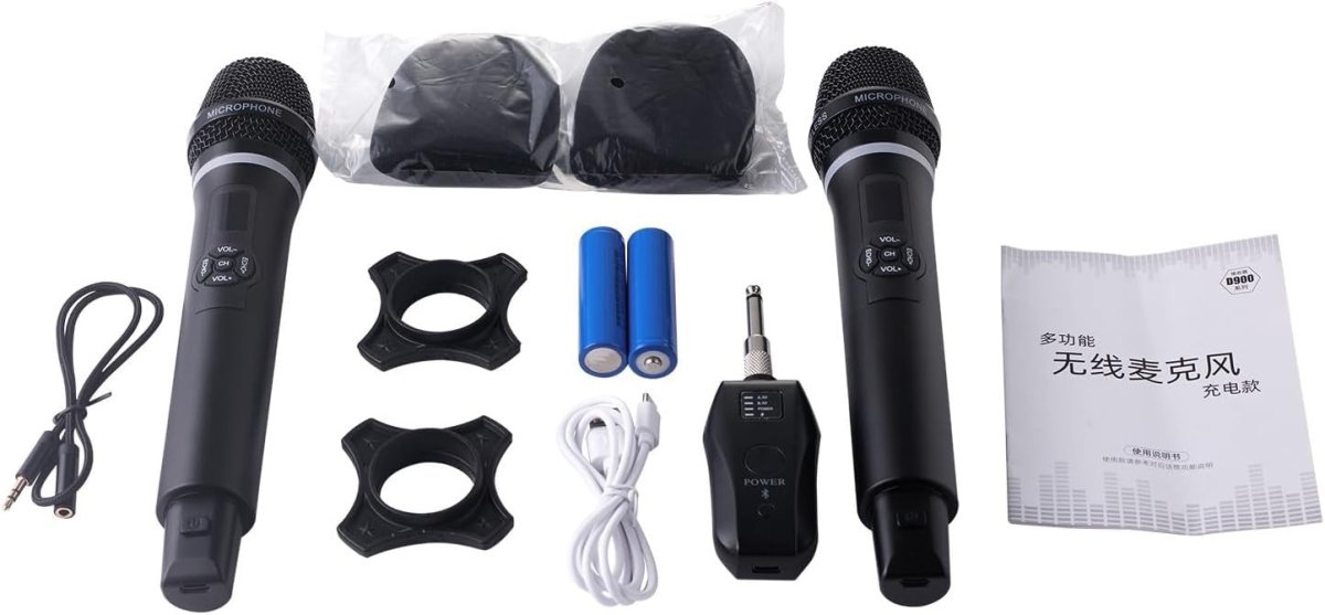 Wireless UHF Dual Handheld Microphones Rechargeable Karaoke Set - Kwikley