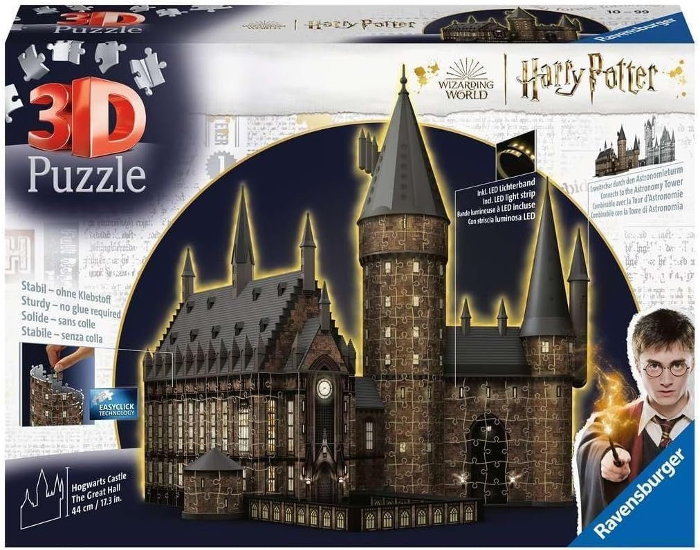 Wizard Castle Great Hall 3D Puzzle LED Light Fantasy Model 540 Pieces - Kwikley
