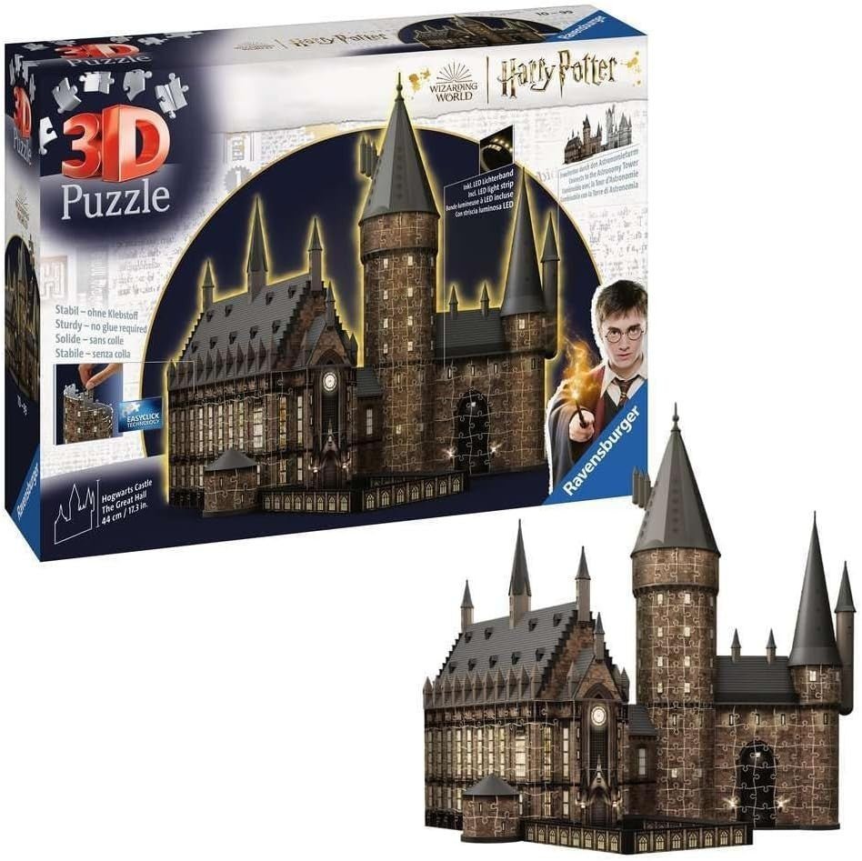 Wizard Castle Great Hall 3D Puzzle LED Light Fantasy Model 540 Pieces - Kwikley