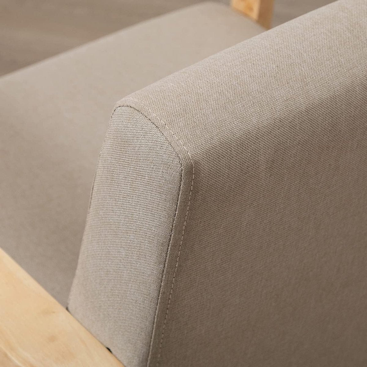 Wood Frame Accent Armchair Linen Lounge Chair Tan Living - Kwikley
