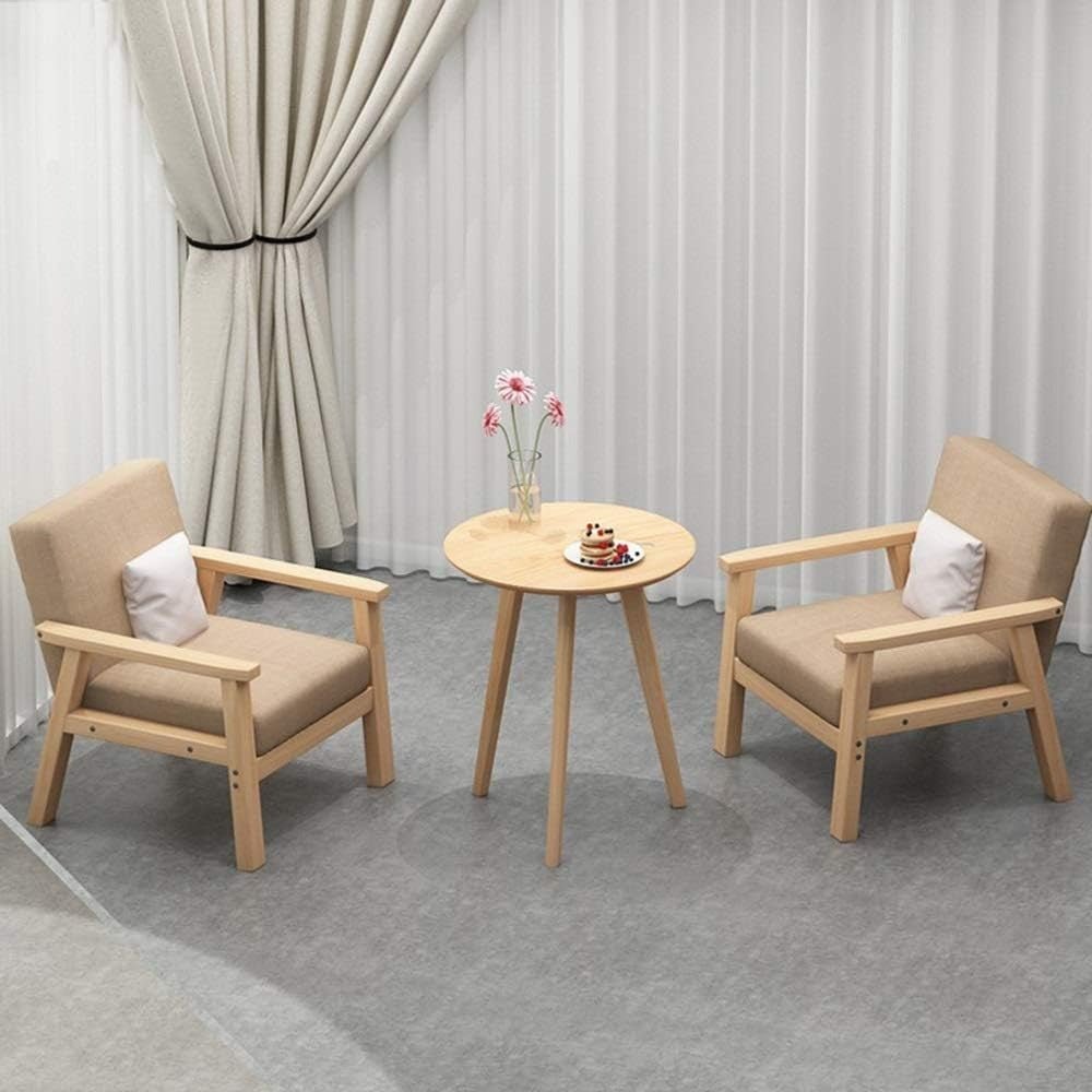 Wood Frame Accent Armchair Linen Lounge Chair Tan Living - Kwikley