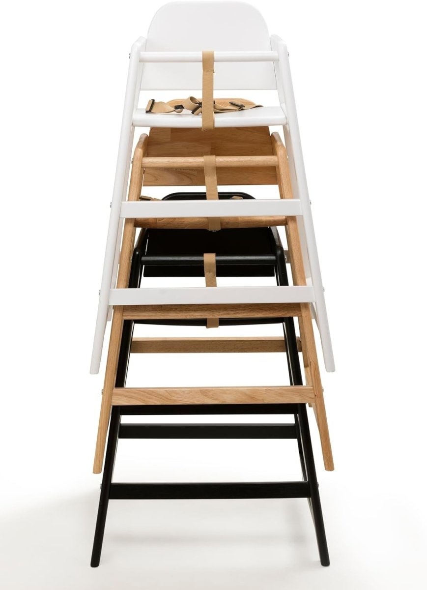 Wooden Baby High Chair Grey Stackable Toddler Feeding Seat w Safety Harness - Kwikley