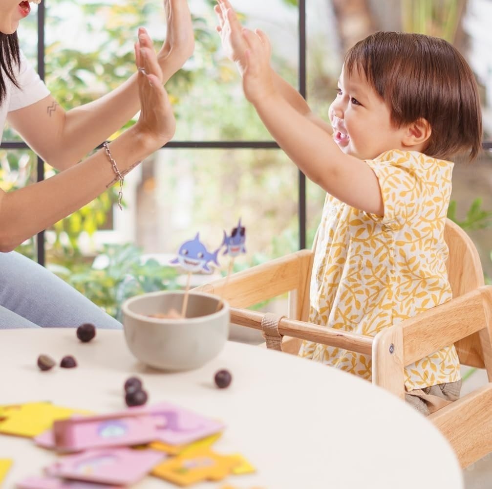 Wooden Baby High Chair Stackable Toddler Feeding Chair Natural Wood - Kwikley