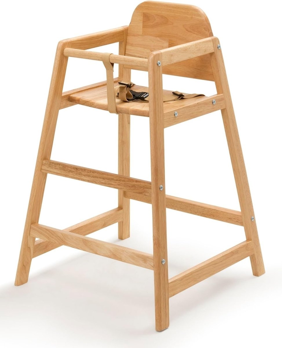 Wooden Baby High Chair Stackable Toddler Feeding Chair Natural Wood - Kwikley
