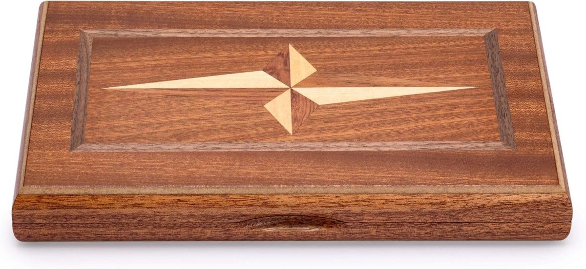 Wooden Backgammon Set 28cm Travel Board Game Inlaid Folding Case for 2 - Kwikley