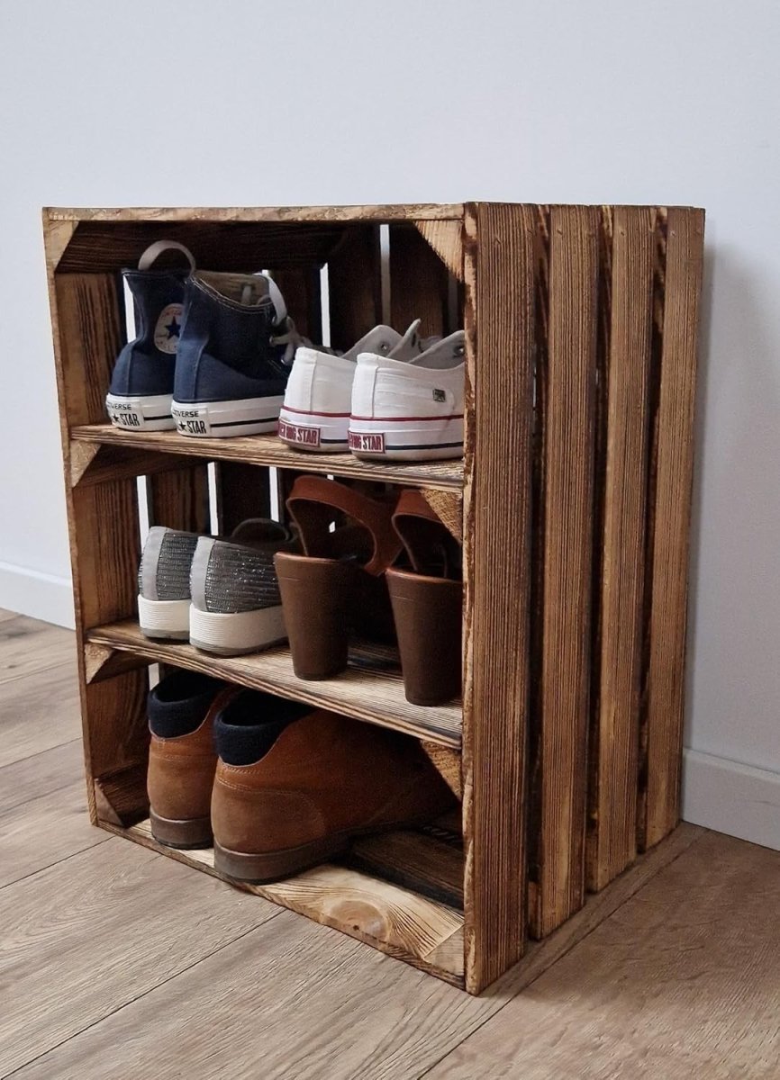 Wooden Crate With Shelves 30x40x50cm – Rustic Storage Box 1 Crate - Kwikley