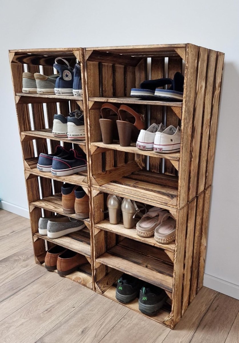 Wooden Crate With Shelves 30x40x50cm – Rustic Storage Box 1 Crate - Kwikley