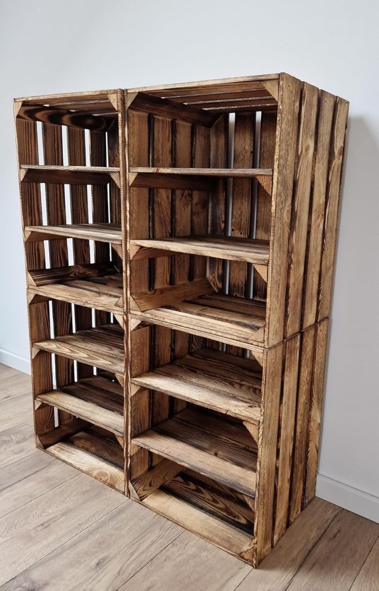Wooden Crates With Shelves 30x40x50cm – Rustic Storage Set of 4 - Kwikley