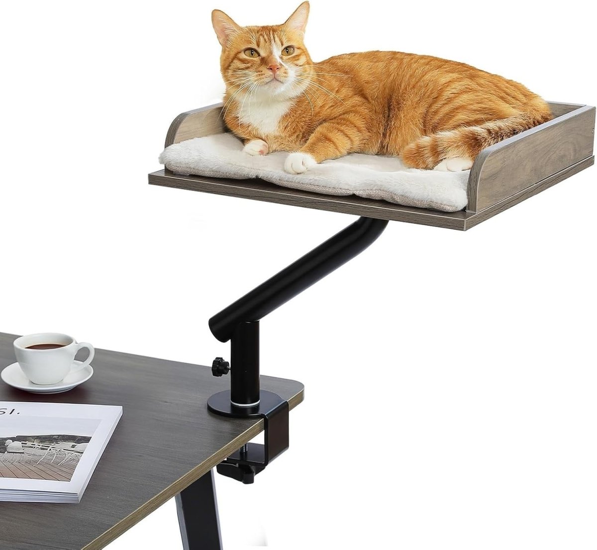 Wooden Desk Cat Bed Rotating Cat Hammock Adjustable Desktop Perch - Kwikley