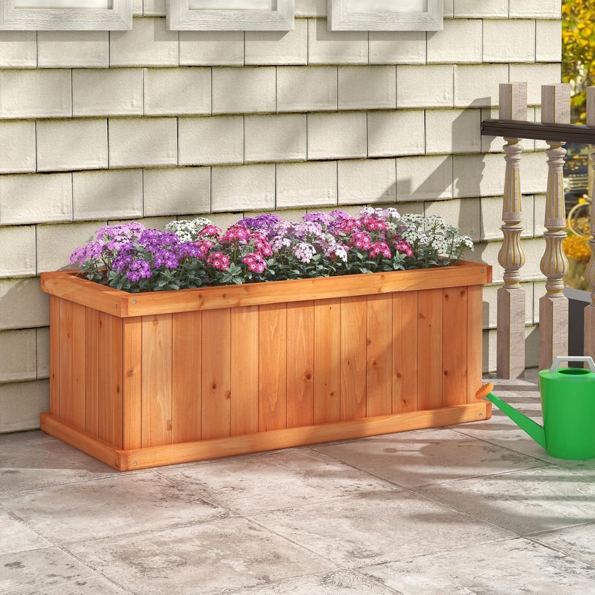 Wooden Garden Planter Box 78cm Rectangular Trough Herb Bed - Kwikley