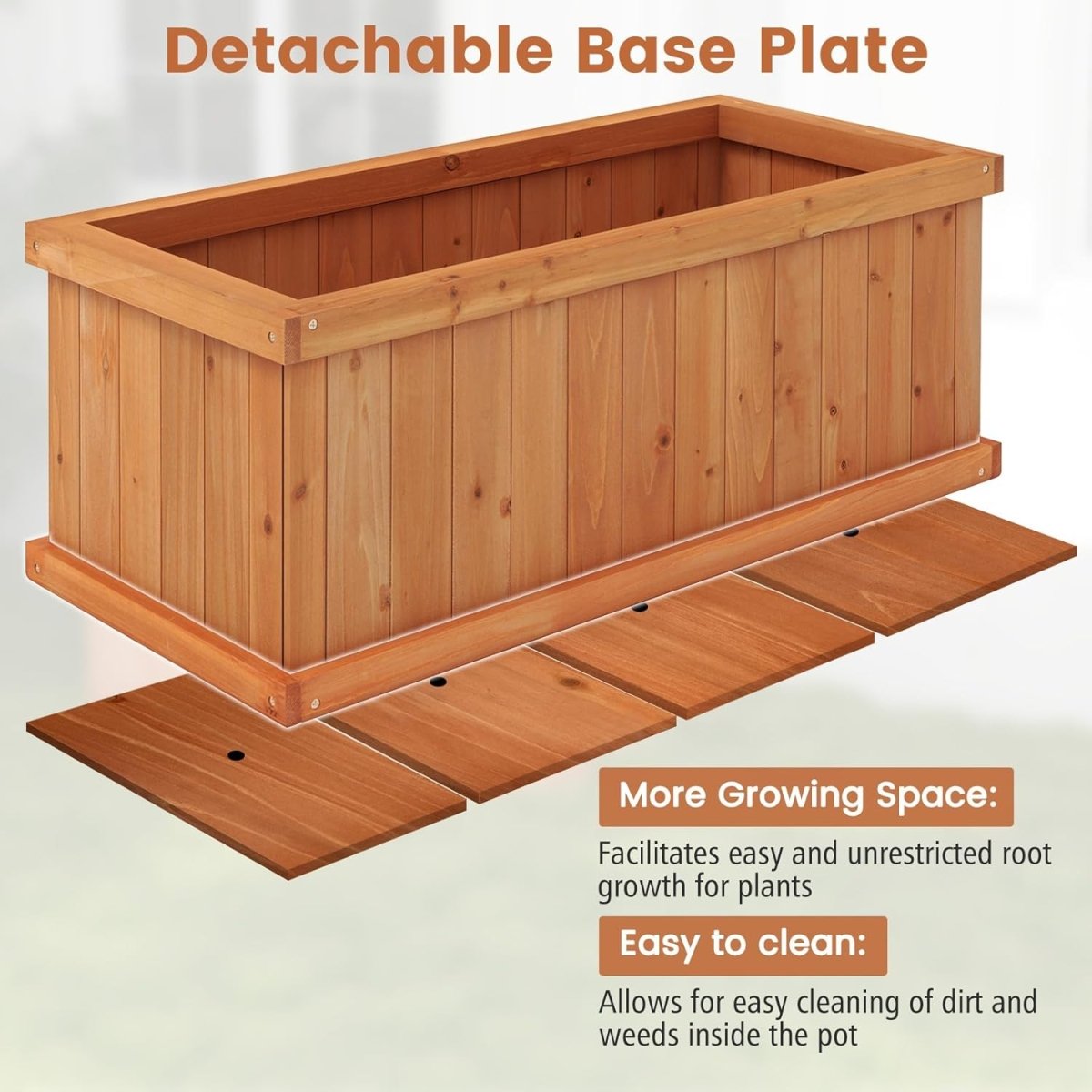 Wooden Garden Planter Box 78cm Rectangular Trough Herb Bed - Kwikley