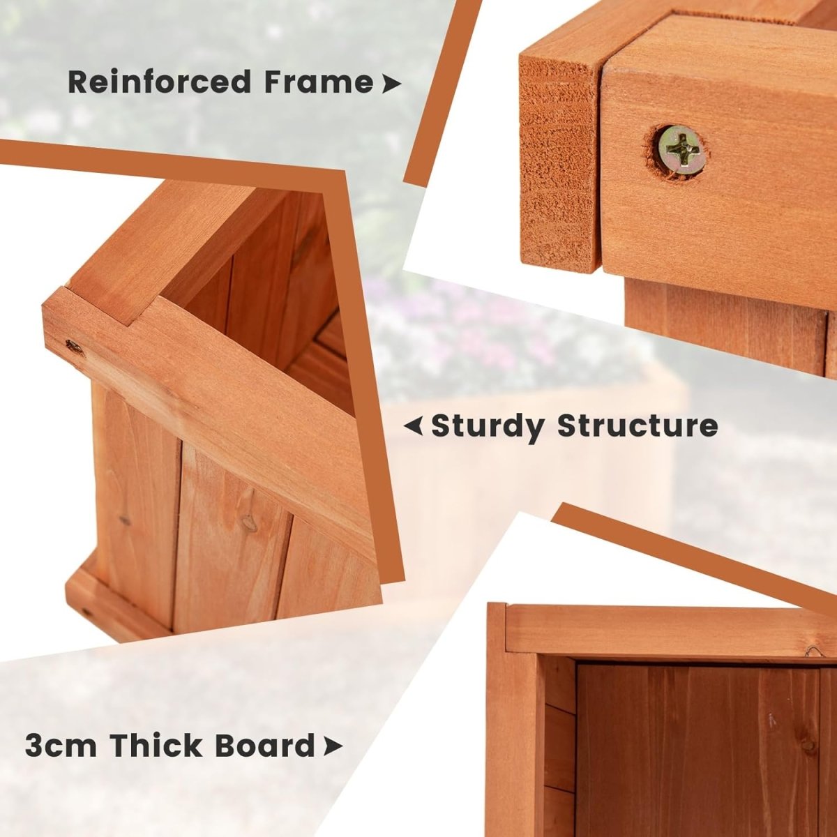 Wooden Garden Planter Box 78cm Rectangular Trough Herb Bed - Kwikley