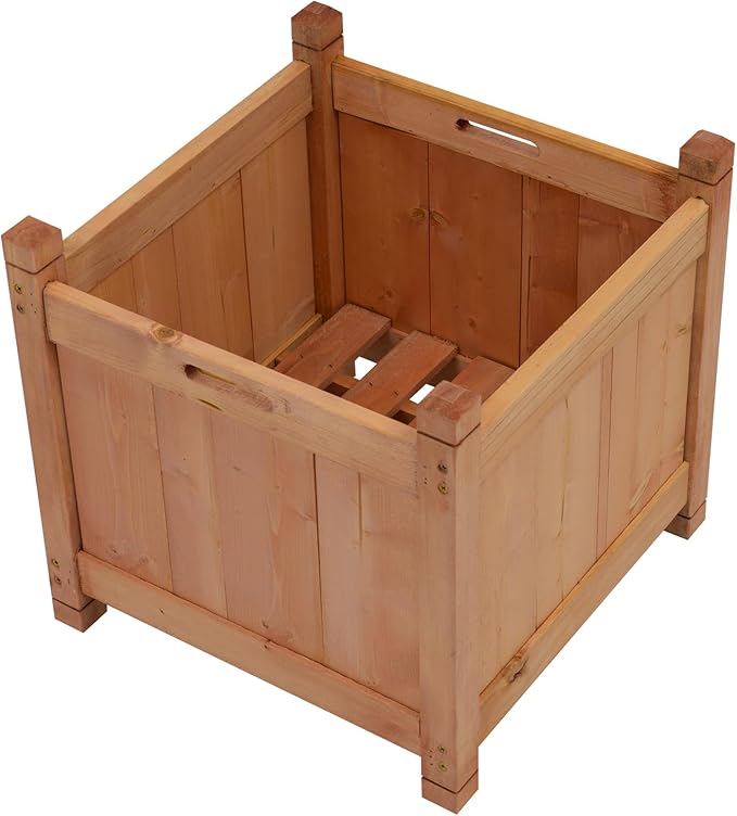 Wooden Garden Planter Box Set 2 Outdoor Square Pot with Liners - Kwikley