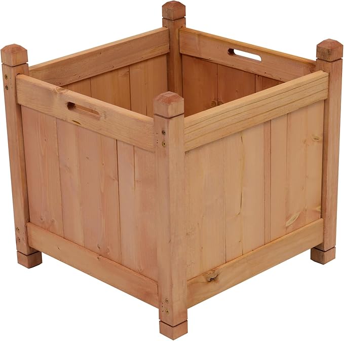Wooden Garden Planter Box Set 2 Outdoor Square Pot with Liners - Kwikley