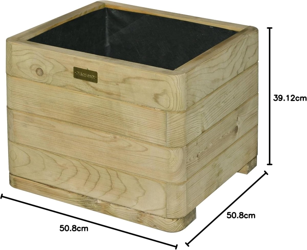 Wooden Garden Planter Square 62L Outdoor Patio Flower Pot Box - Kwikley