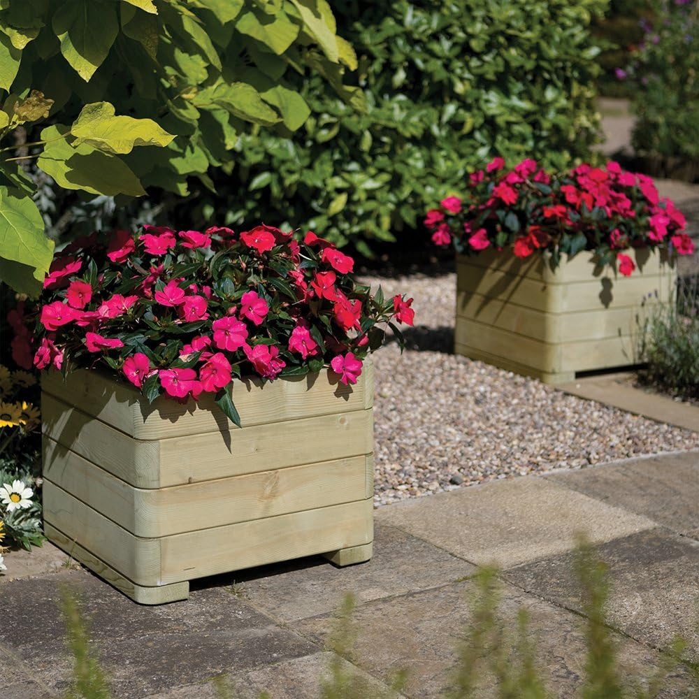 Wooden Garden Planter Square 62L Outdoor Patio Flower Pot Box - Kwikley