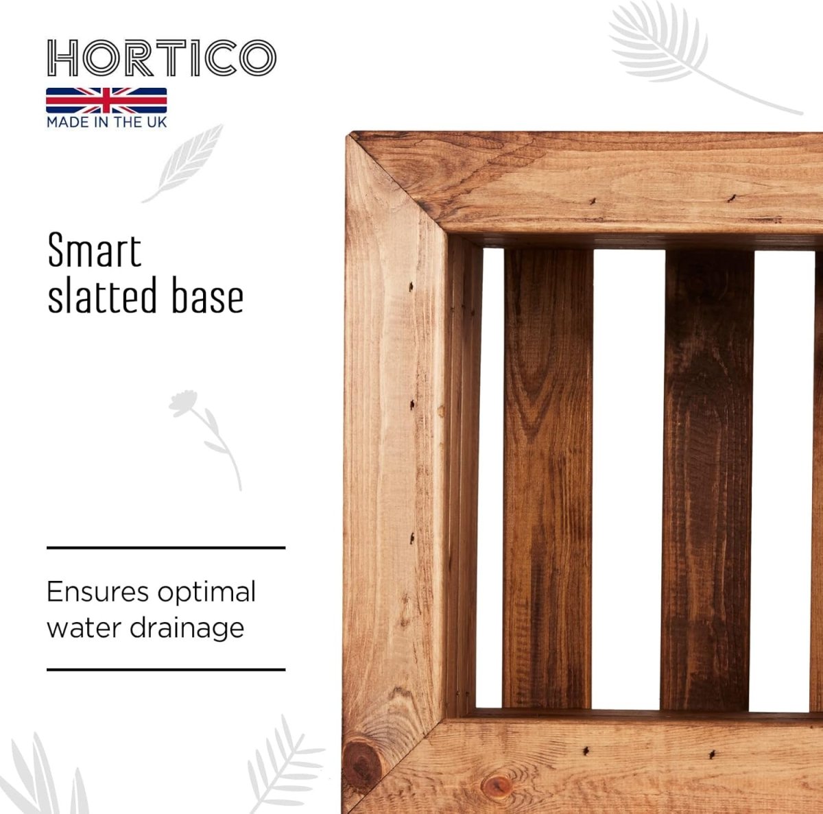 Wooden Garden Planter Square Outdoor Pot 47cm Decking Box - Kwikley
