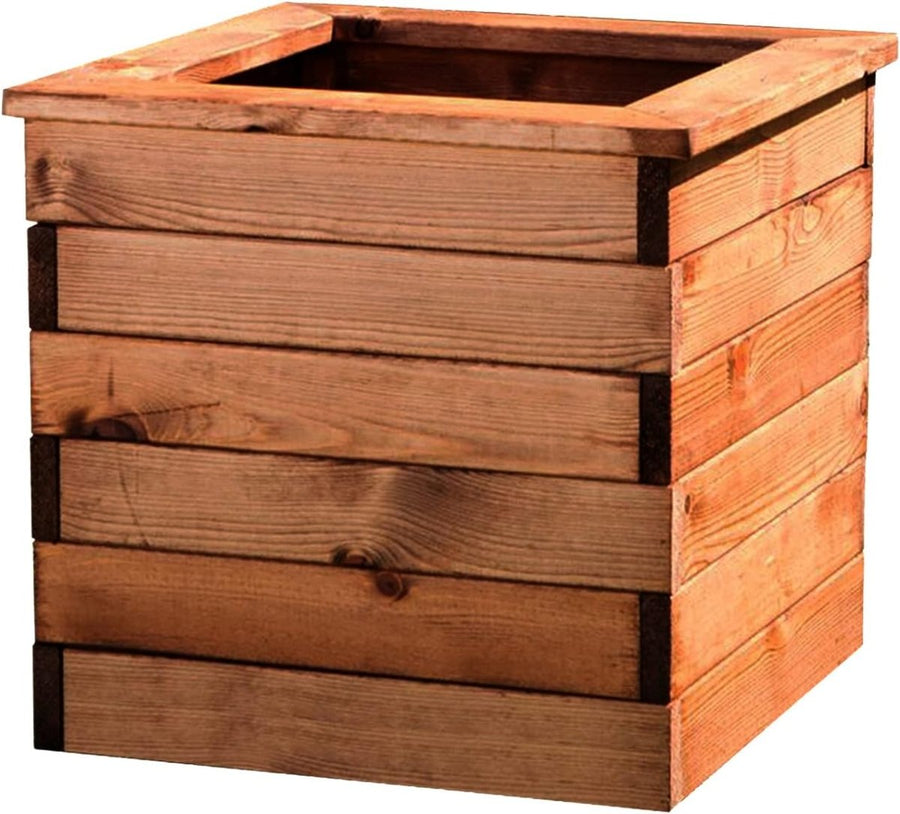 Wooden Garden Planter Square Outdoor Pot 47cm Decking Box - Kwikley