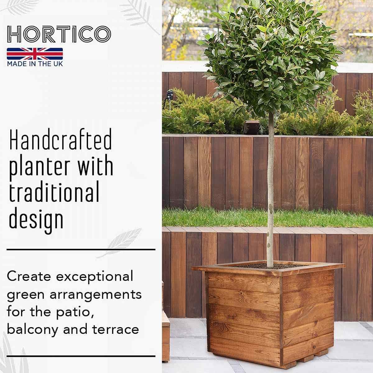 Wooden Garden Planter Square Outdoor Pot 47cm Decking Box - Kwikley