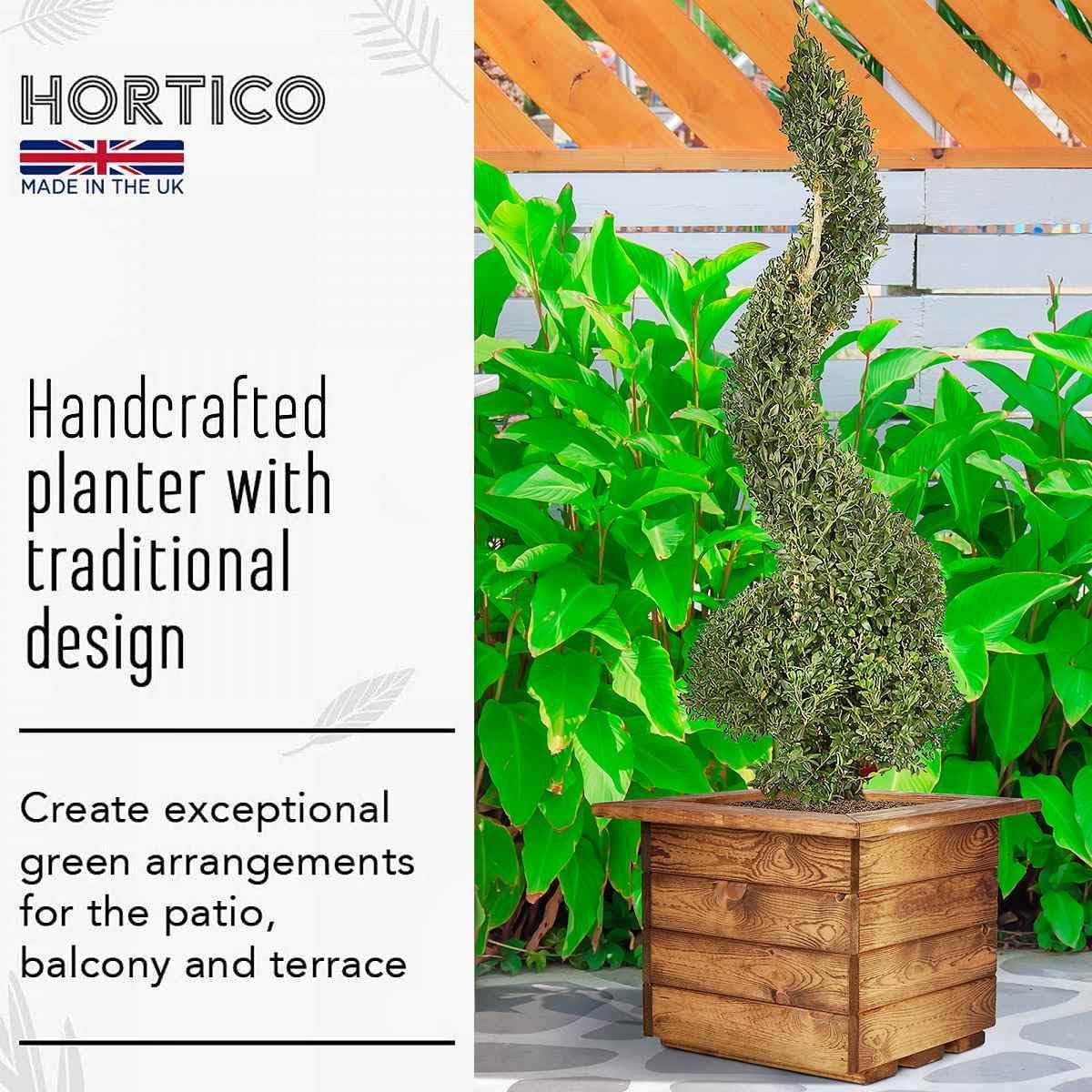 Wooden Garden Planters Square Outdoor Pots 41cm Set 2 - Kwikley
