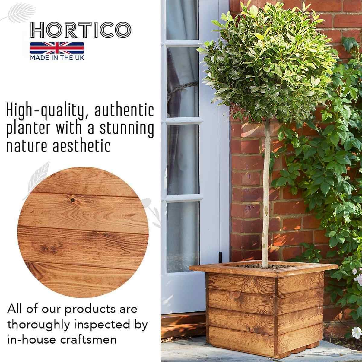 Wooden Garden Planters Square Outdoor Pots 41cm Set 2 - Kwikley