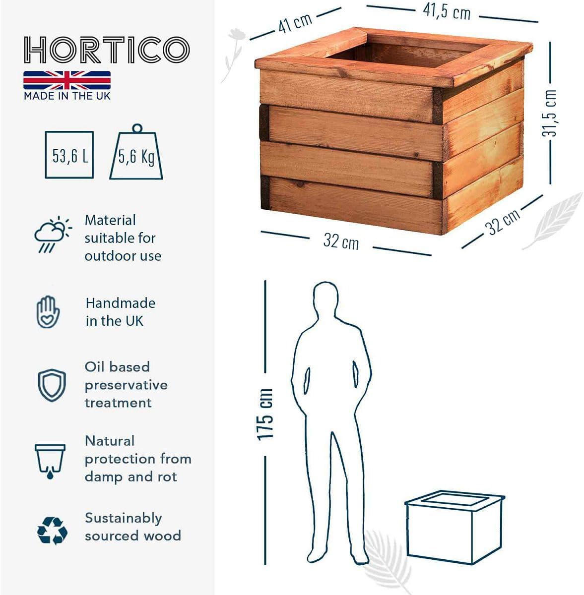 Wooden Garden Planters Square Outdoor Pots 41cm Set 2 - Kwikley
