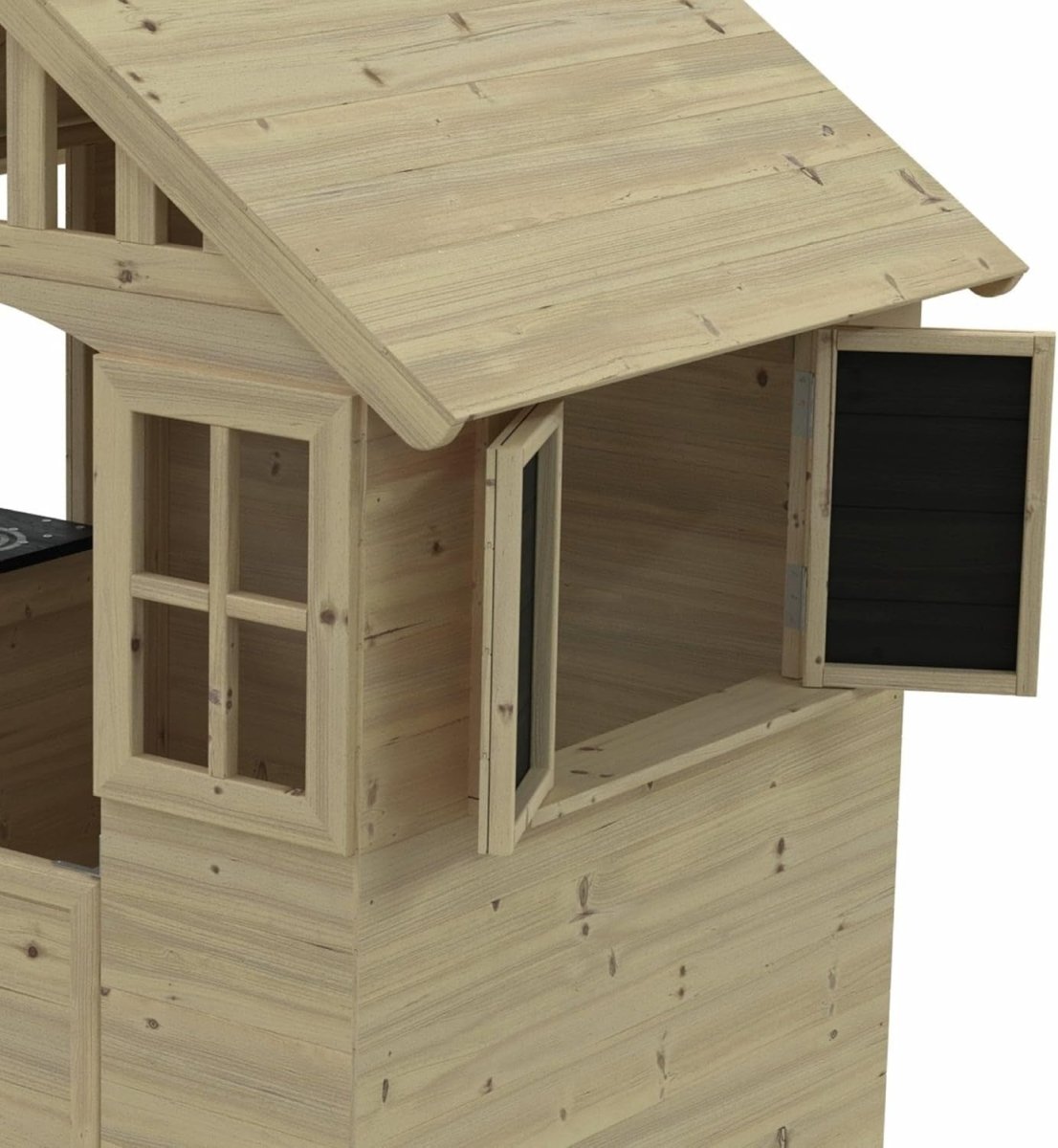 Wooden Kids Cottage Playhouse Outdoor w Mud Kitchen Table Bench - Kwikley