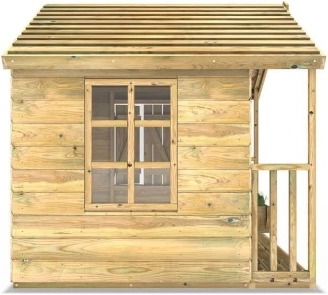 Wooden Kids Garden Playhouse 5x5ft Outdoor Wendy House Veranda - Kwikley