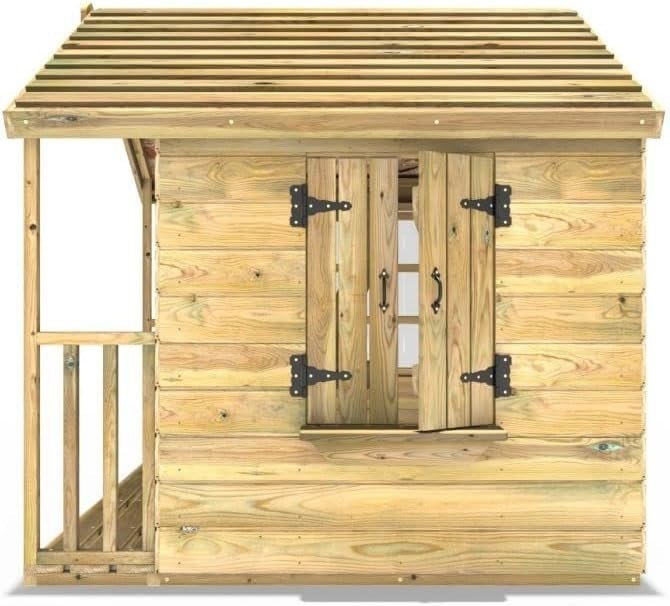 Wooden Kids Garden Playhouse 5x5ft Outdoor Wendy House Veranda - Kwikley