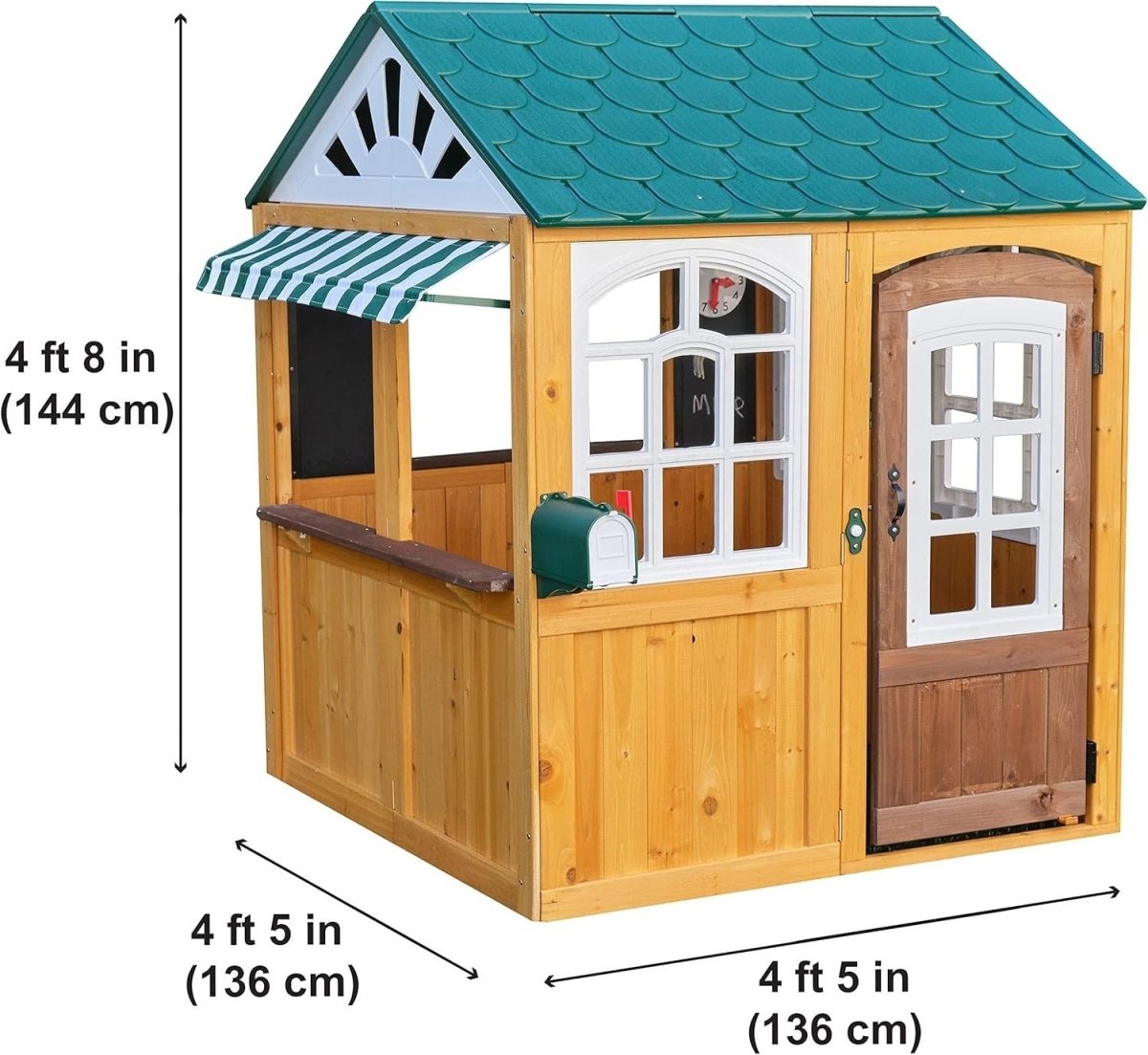 Wooden Kids Garden Playhouse Outdoor w Doorbell Mailbox Chalkboard - Kwikley