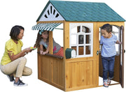 Wooden Kids Garden Playhouse Outdoor w Doorbell Mailbox Chalkboard - Kwikley