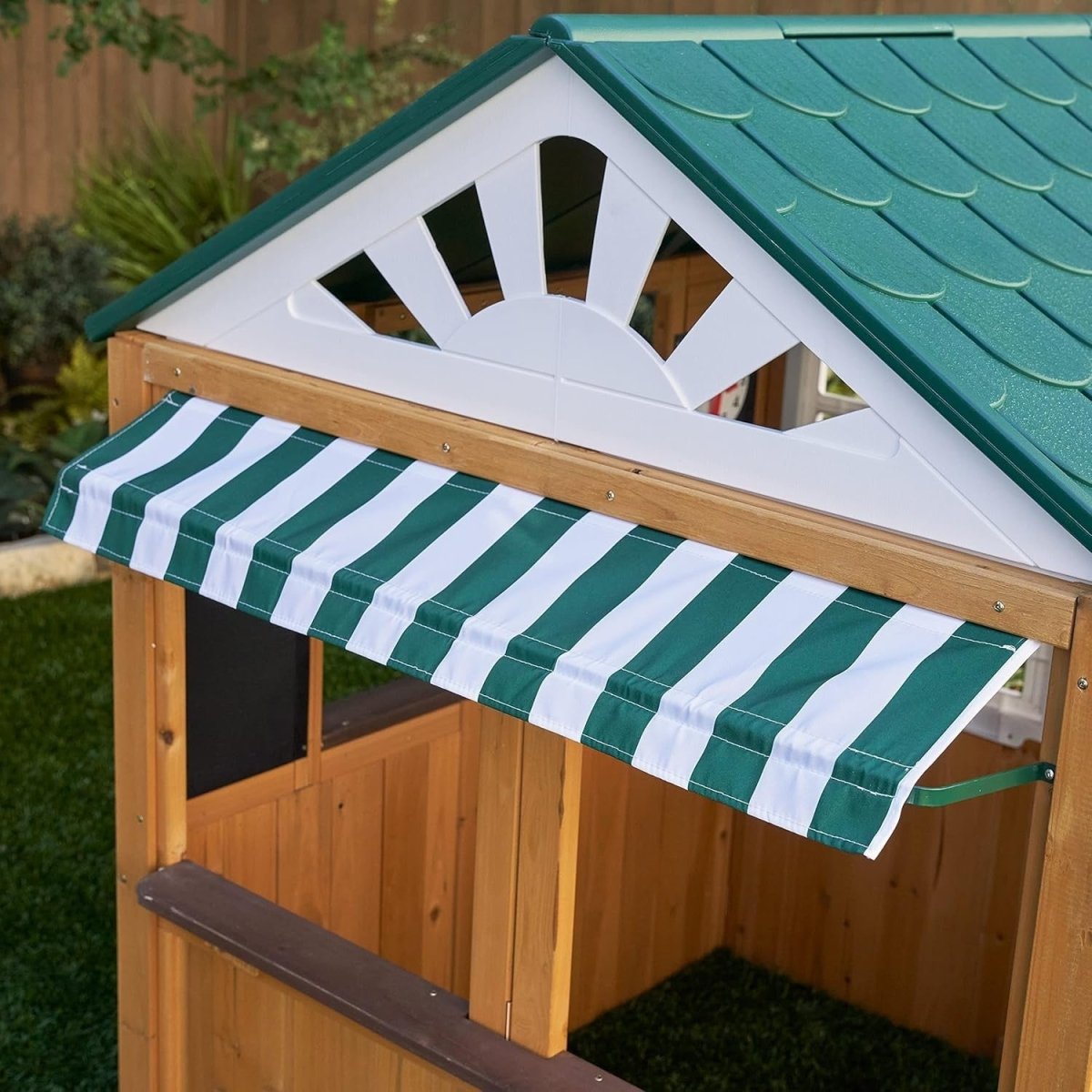 Wooden Kids Garden Playhouse Outdoor w Doorbell Mailbox Chalkboard - Kwikley