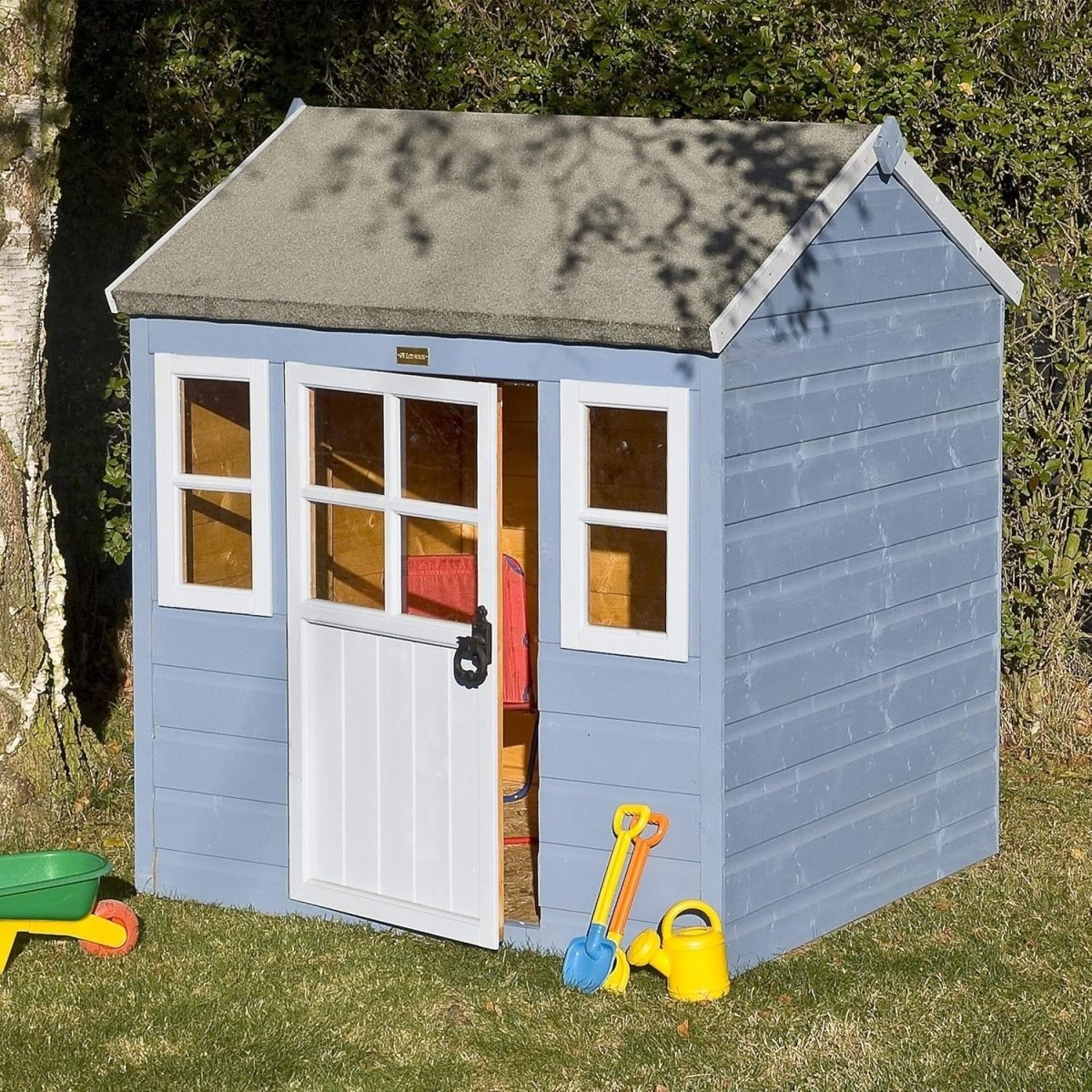 Wooden Kids Garden Playhouse Solid Floor Roof Outdoor Wendy House - Kwikley