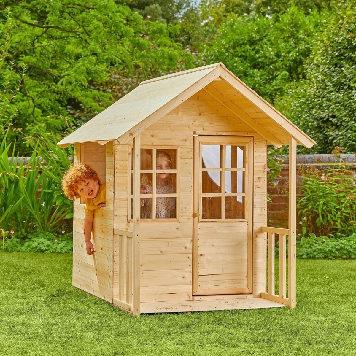 Wooden Kids Playhouse Cottage Outdoor Garden Playhouse With Veranda - Kwikley