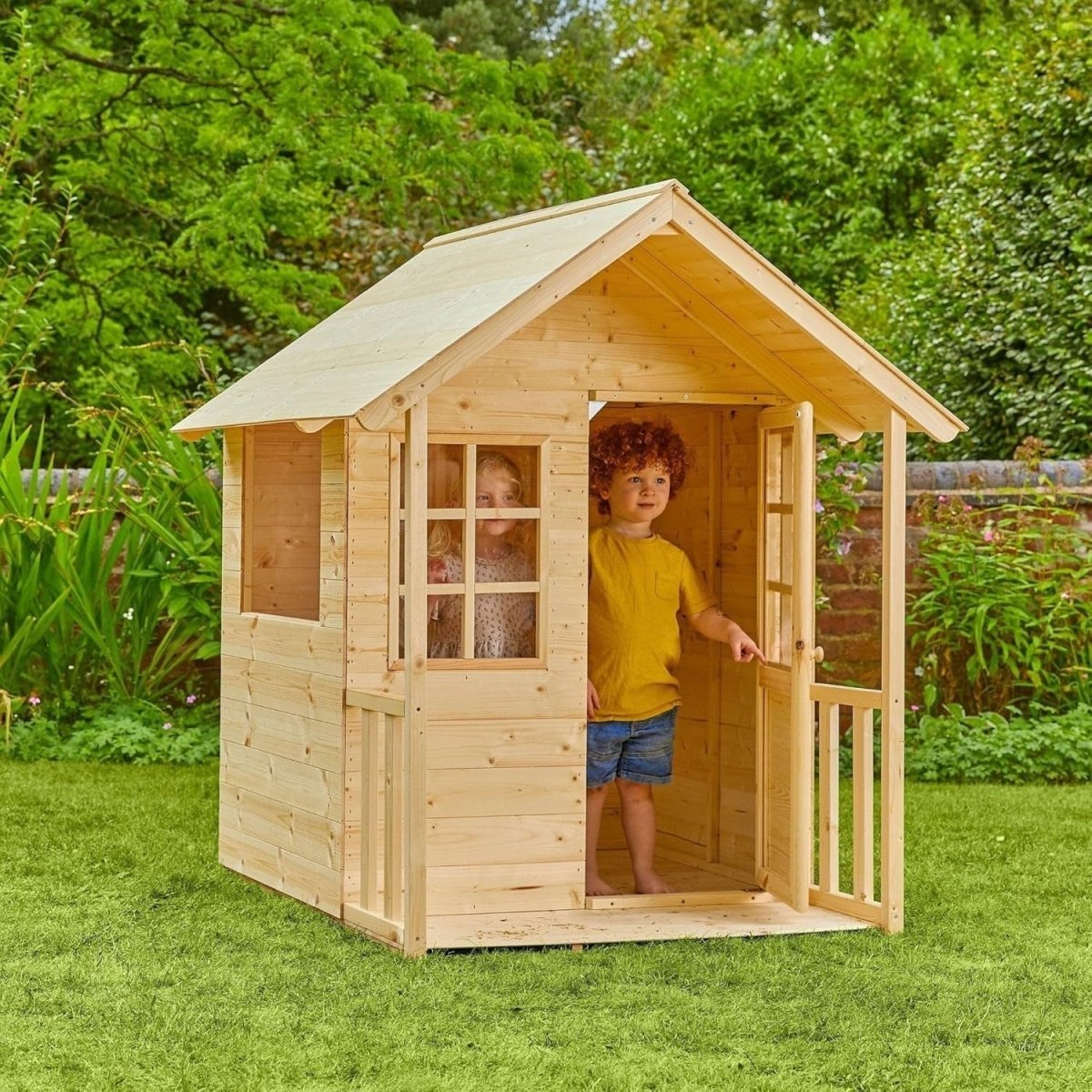 Wooden Kids Playhouse Cottage Outdoor Garden Playhouse With Veranda - Kwikley